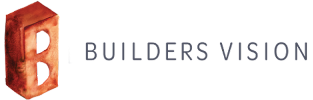A stylized brick letter "B" followed by the words "Builders Vision" in uppercase, modern font.