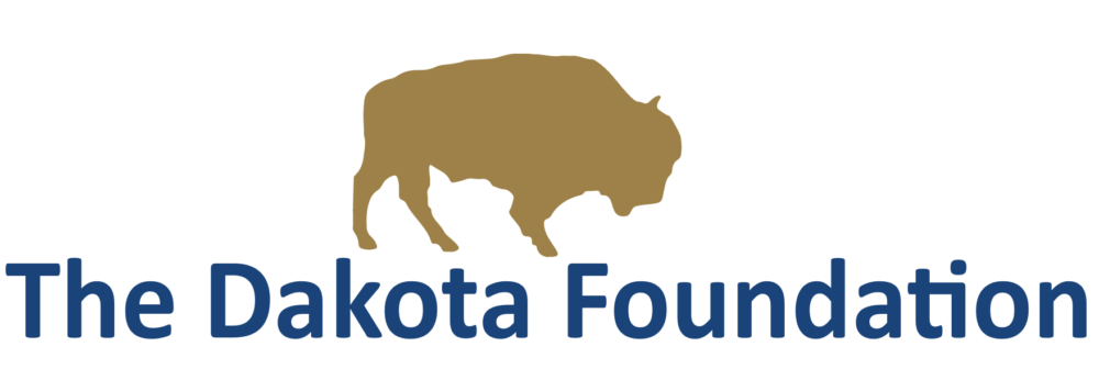 The Dakota Foundation Logo, brown bison with blue title text.