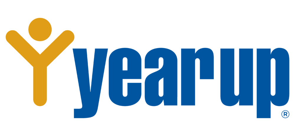Year Up Logo, blue title text with a yellow person icon.