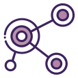 A purple circle with two circles on it.