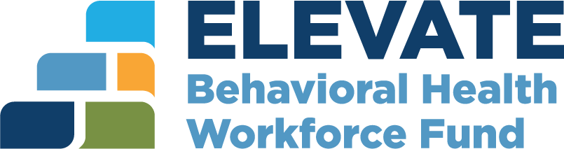 Logo for Elevate Behavioral Health Workforce Fund, featuring stylized blue, orange, and green shapes beside the text.