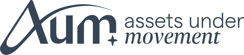 Logo with stylized text "Aum" followed by the words "assets under movement" in lowercase letters.