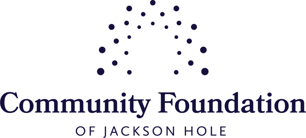 Logo of the Community Foundation of Jackson Hole with an arch made of dots above the organization's name in dark blue text on a light background.